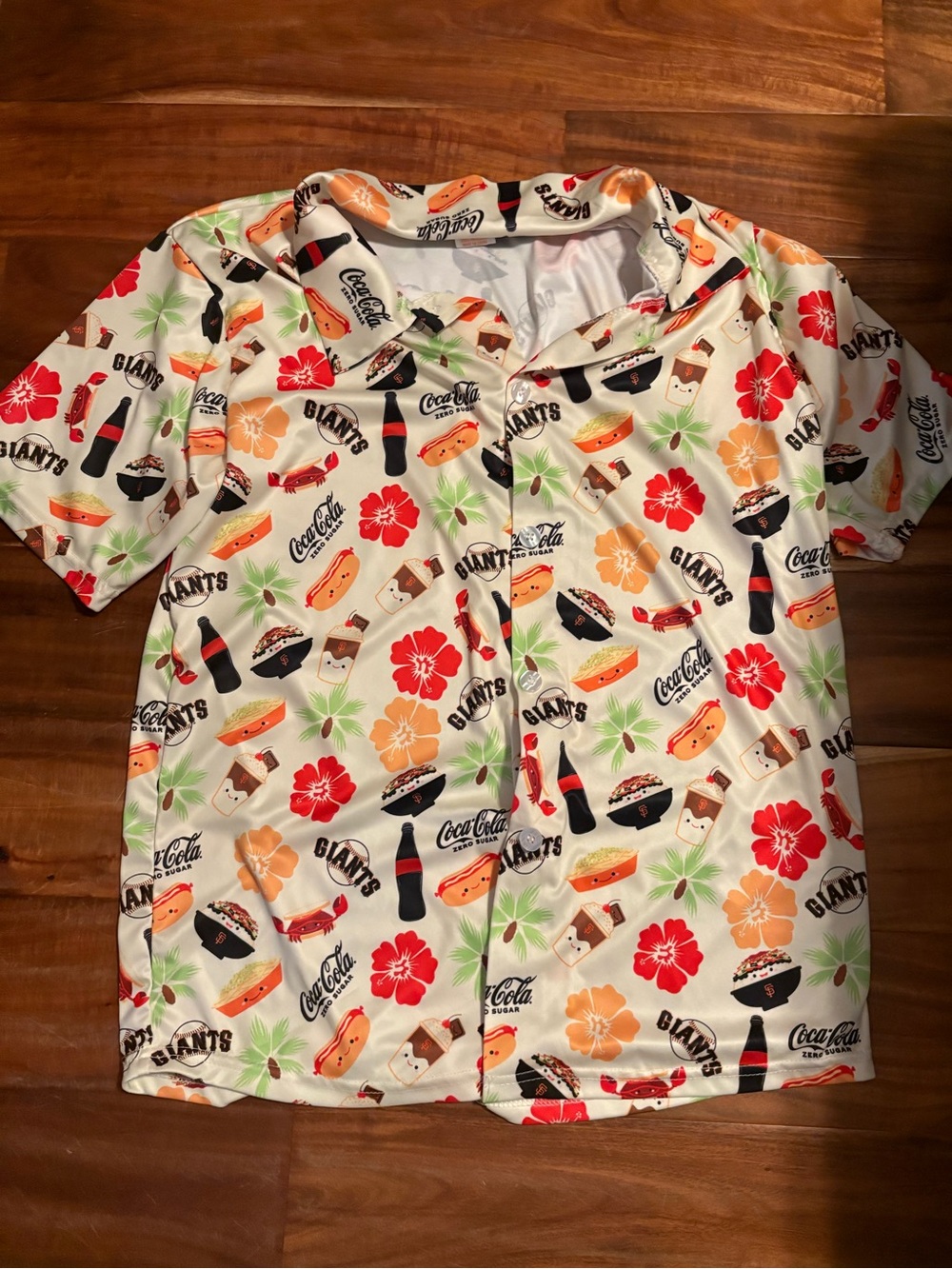 San Francisco Giants Hawaiian Button Up Shirt‎ Adult Medium Coca-Cola MLB (0479)
